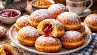 Фото рецепта: Польские пончики с начинкой