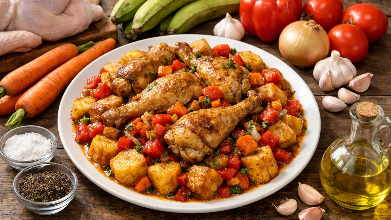 Фото блюда: Пуле дг с курицей бананами и овощами по камерунскому рецепту, рецепт с фото