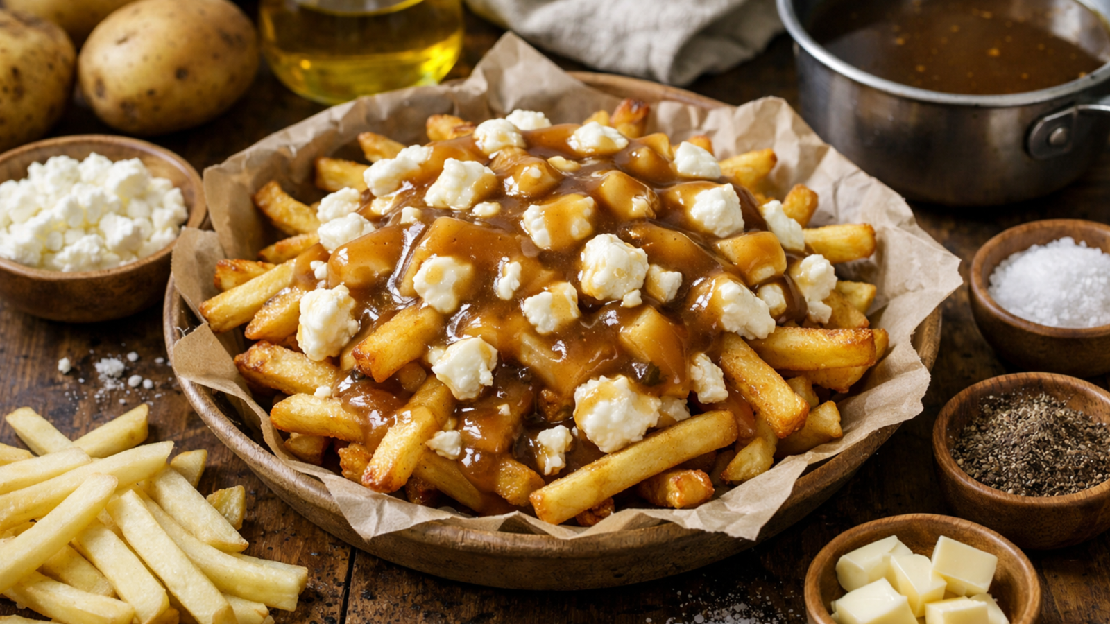 Фото блюда: ПутИн картофель фри с сыром и насыщенным соусом по канадскому рецепту, рецепт с фото