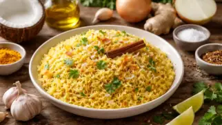 Фото рецепта: Рис с кокосом и специями ароматный рассыпчатый гарнир