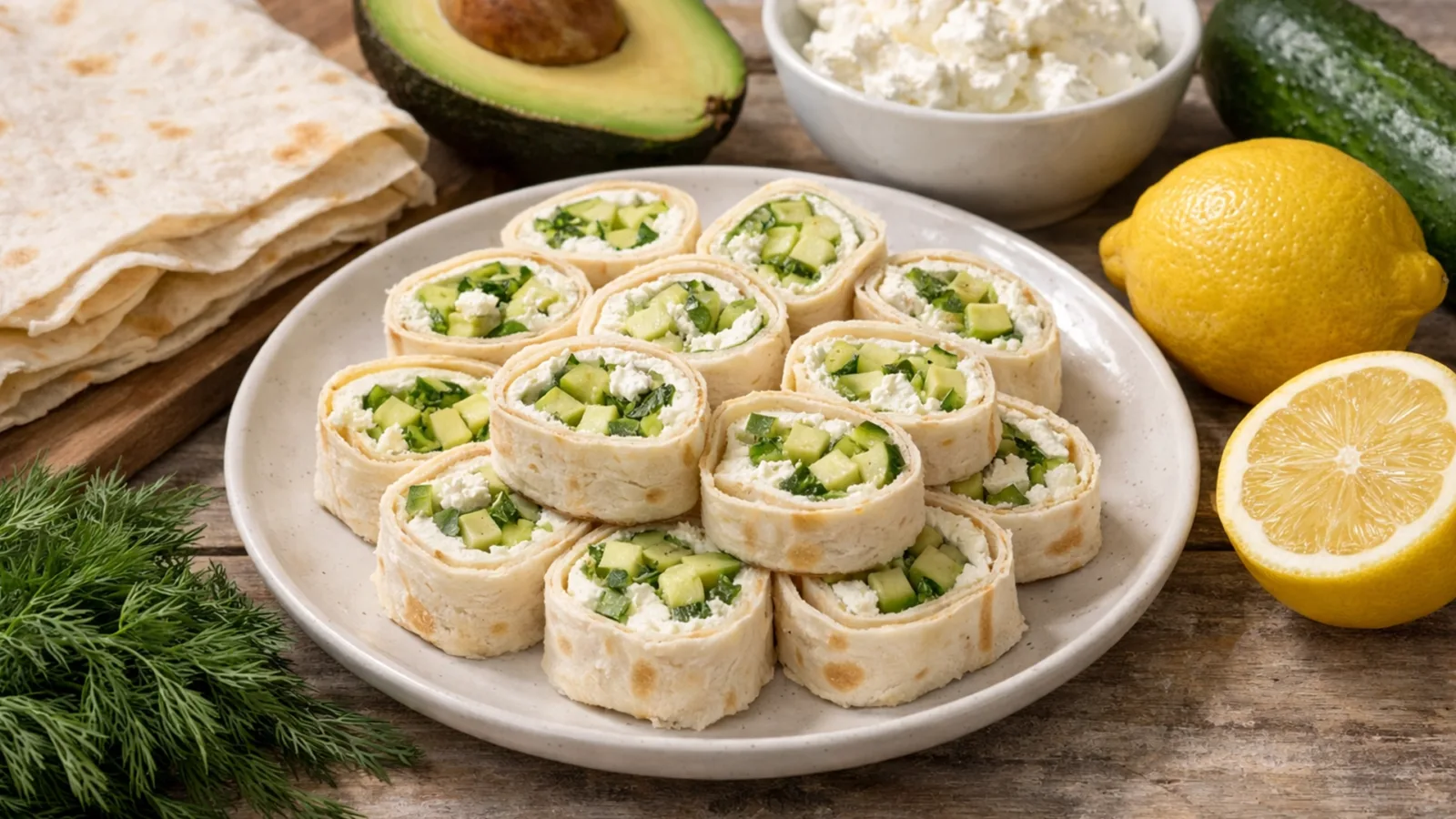 Фото блюда: Рулет из лаваша с авокадо и творожным сыром с нежной кремовой начинкой, рецепт с фото