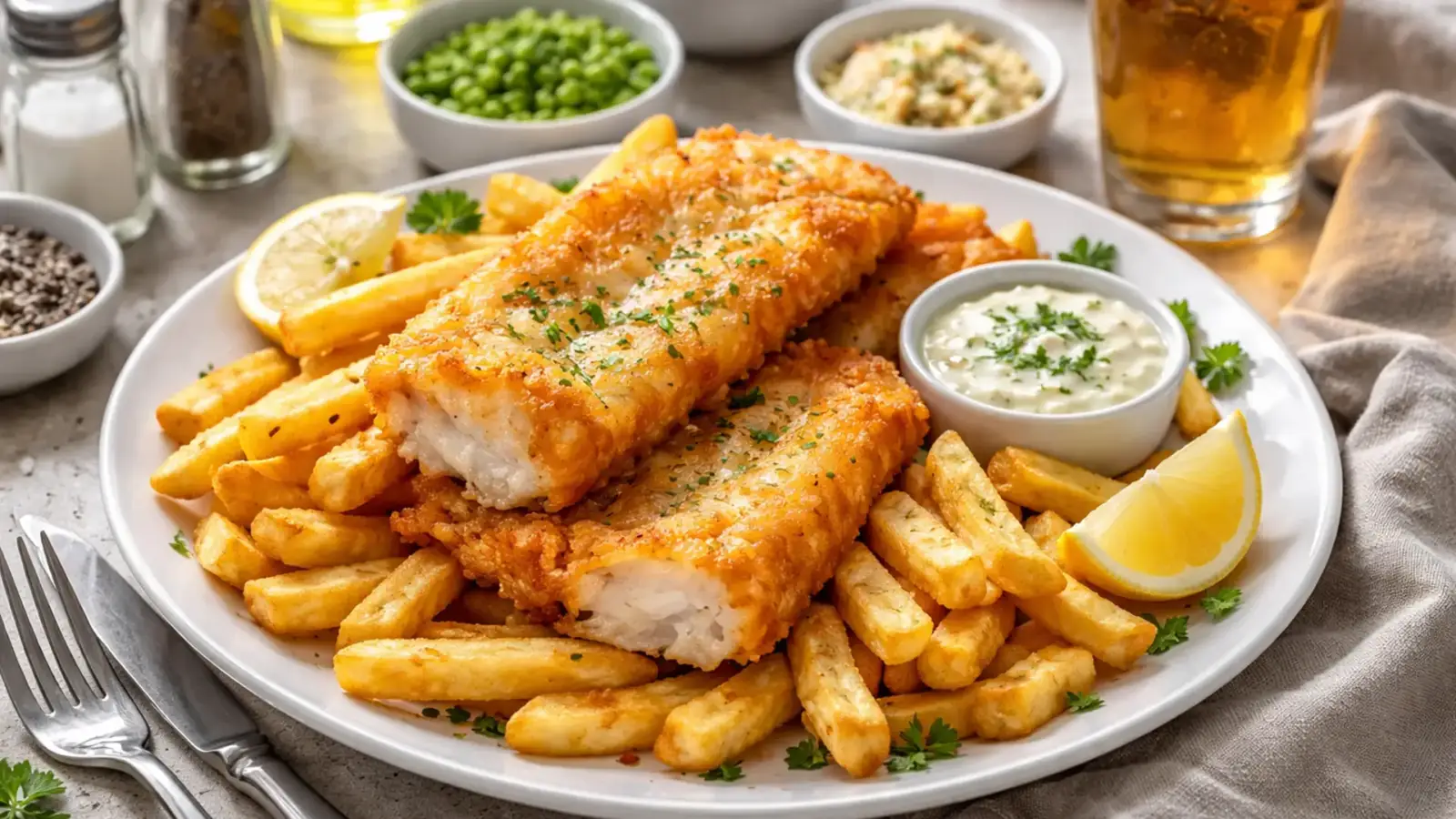 Фото блюда: Рыба с картофелем фри по новозеландскому рецепту, рецепт с фото