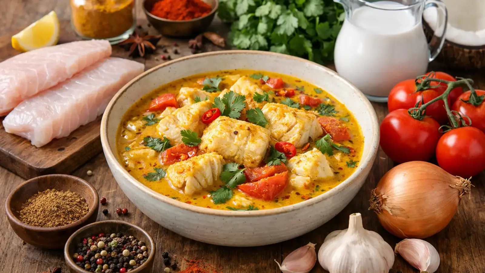 Фото блюда: Рыбное карри с кокосовым молоком по мозамбикски ароматное блюдо, рецепт с фото