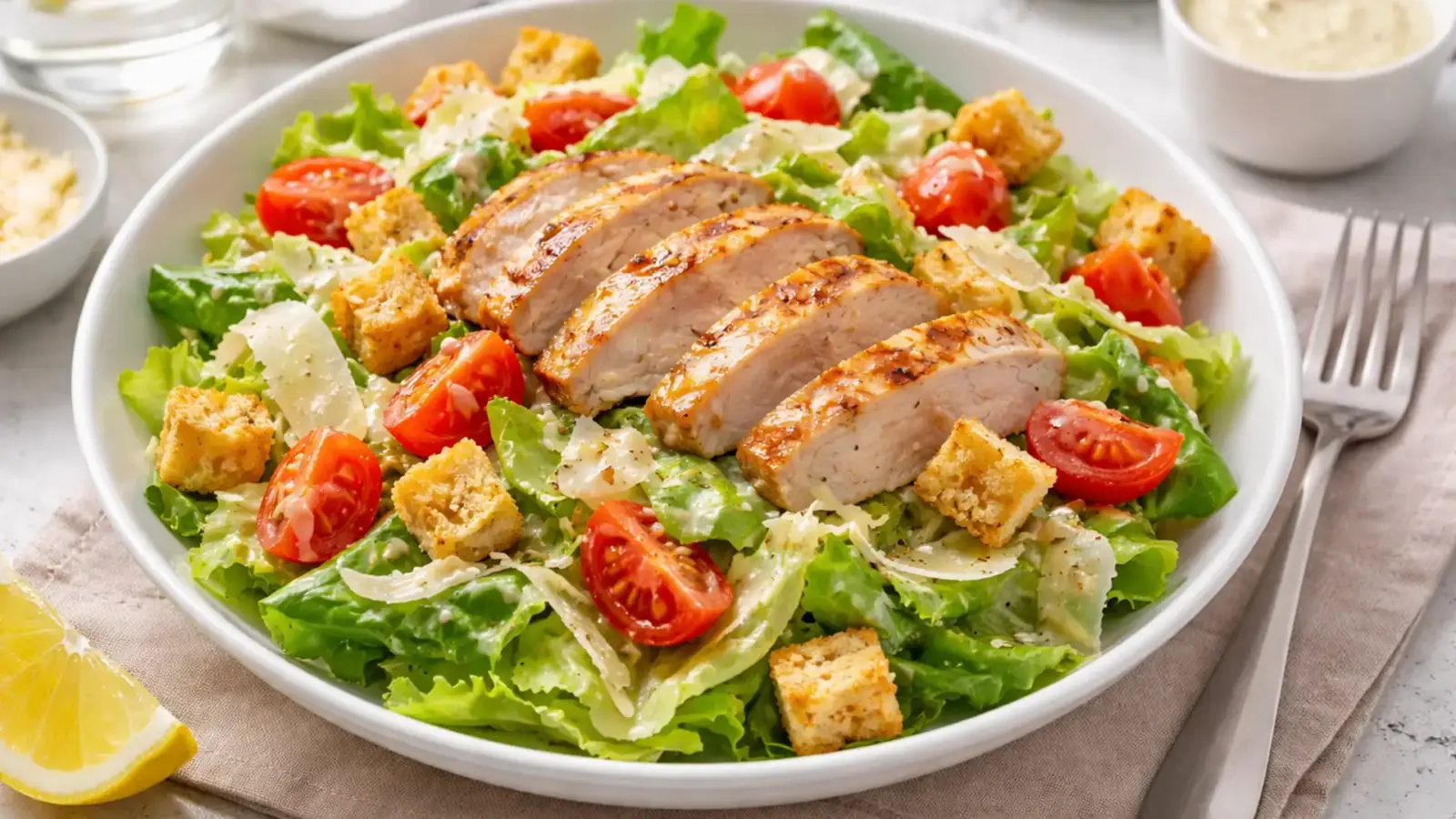 Фото блюда: Салат Цезарь с индейкой и сухариками, рецепт с фото