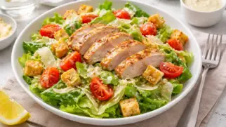 Фото рецепта: Салат Цезарь с индейкой и сухариками