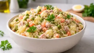 Фото рецепта: Салат де боэф: румынский салат с мясом и овощами