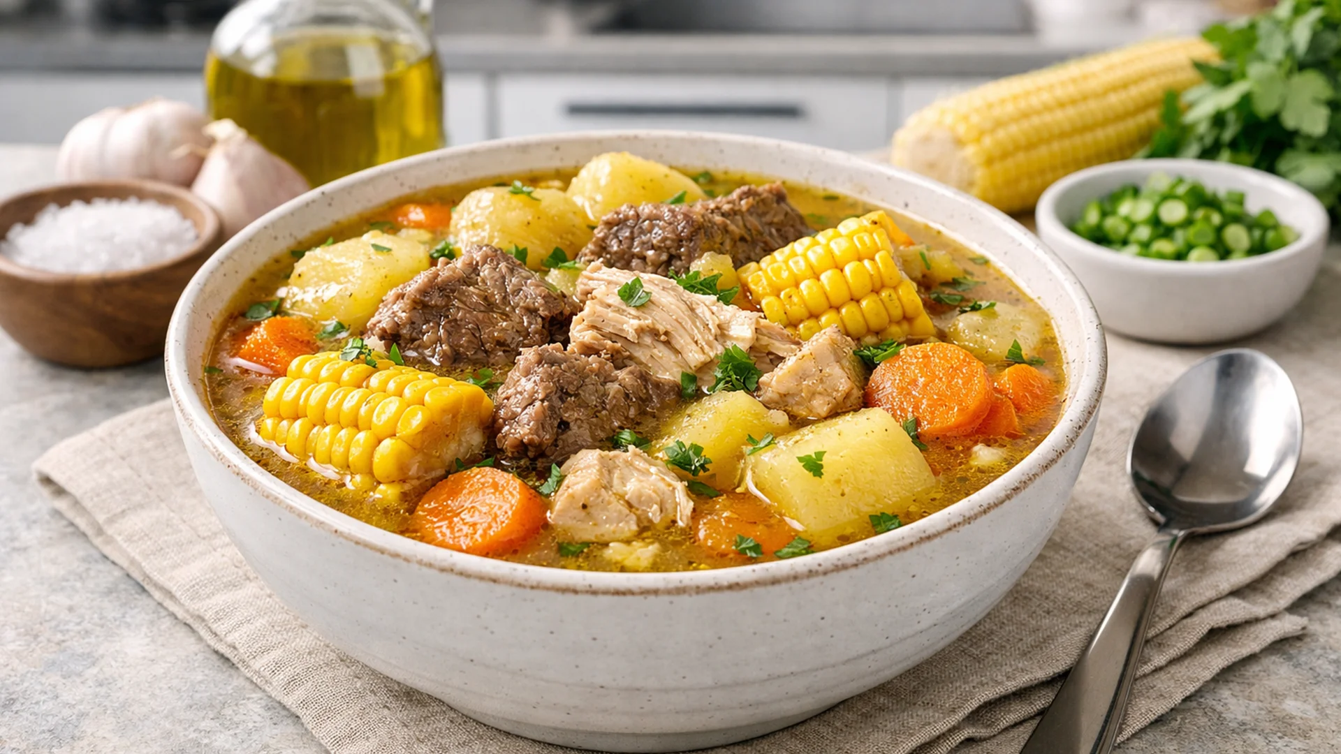 Фото блюда: Санкочо густой суп с мясом и овощами