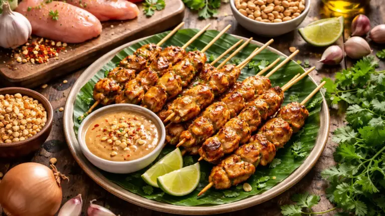 Фото блюда: Сатай шашлычки с арахисовым соусом по малайзийски сочный вкус