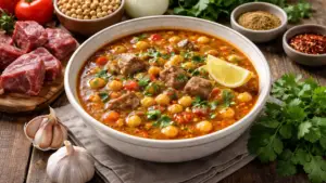 Фото блюда: Шорба ливийский суп с мясом и нутом насыщенный аромат