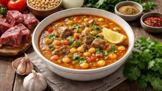 Фото рецепта: Шорба ливийский суп с мясом и нутом насыщенный аромат