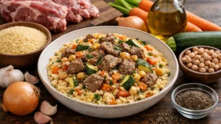 Фото рецепта: Кускус с бараниной и овощами по ливийскому рецепту