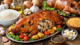 Фото рецепта: Лечона фаршированный запеченный поросенок по колумбийскому рецепту