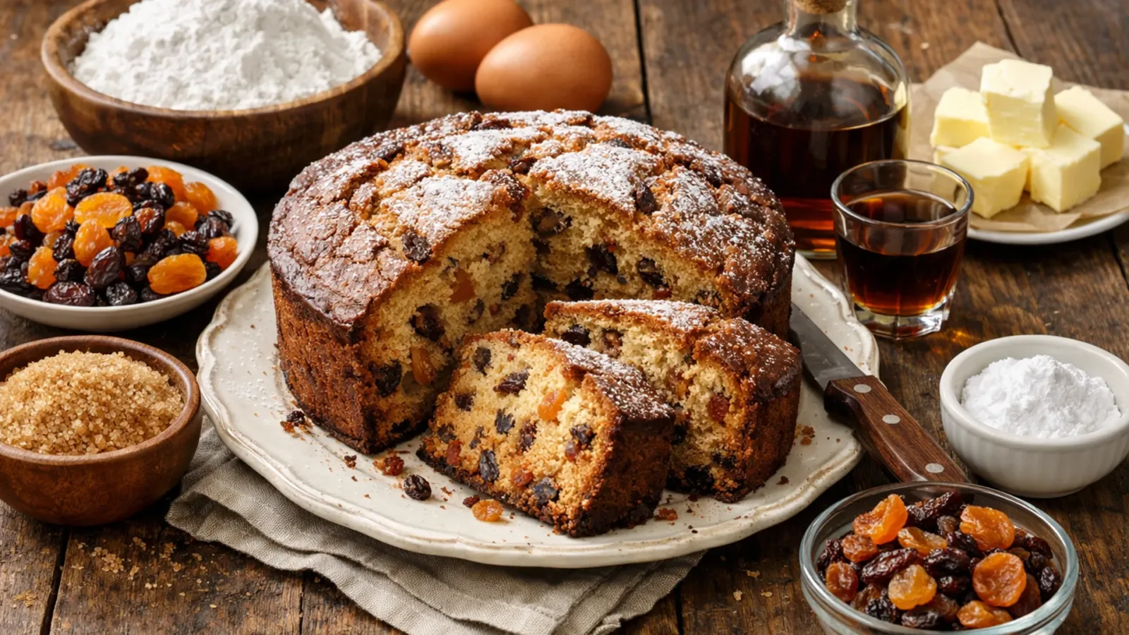 Фото блюда: Ромовый пирог с сухофруктами с насыщенным вкусом и ароматом, рецепт с фото