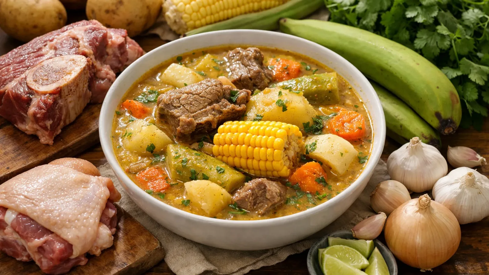 Фото блюда: Санкочо густой суп с мясом и овощами по колумбийскому рецепту, рецепт с фото