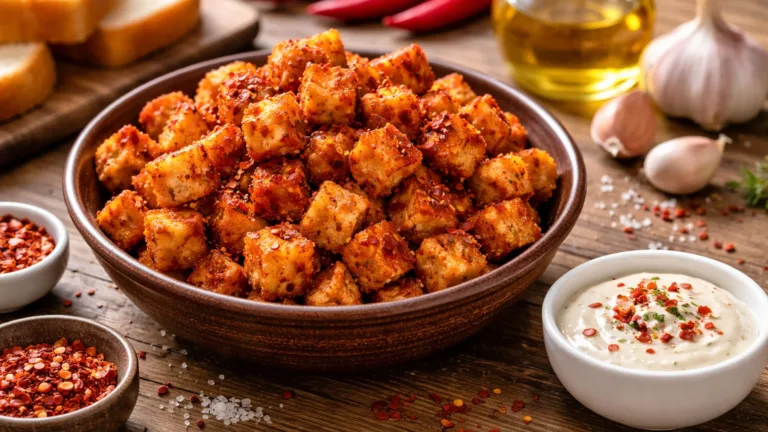 Фото рецепта: Сухарики острые с перцем чили в духовке с хрустящей пряной корочкой