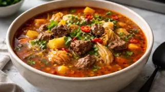 Фото рецепта: Суп канжа с овощами и мясом