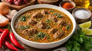 Фото рецепта: Суп огбоно с мясом и специями по нигерийскому рецепту