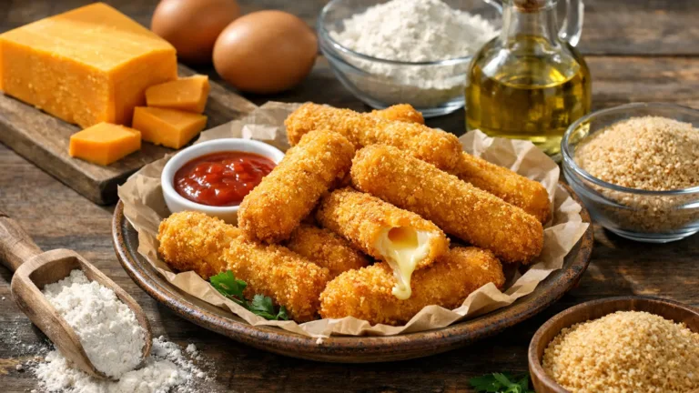 Фото блюда: Сырные палочки с сыром чеддер в панировке с хрустящей корочкой