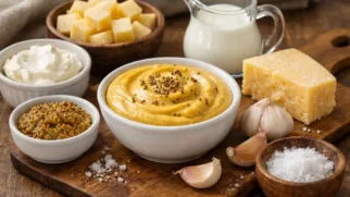 Фото рецепта: Сырный дип с сыром и дижонской горчицей с пикантной кремовой текстурой