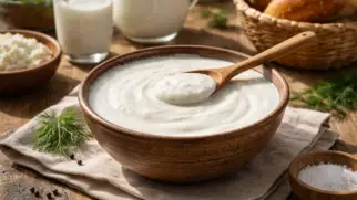 Фото рецепта: Тараг кисломолочный напиток густой традиционный монгольский