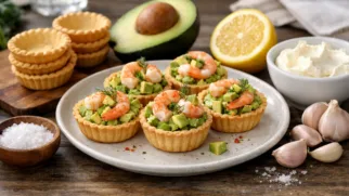 Фото рецепта: Тарталетки с креветками авокадо и сливочным соусом с нежной текстурой