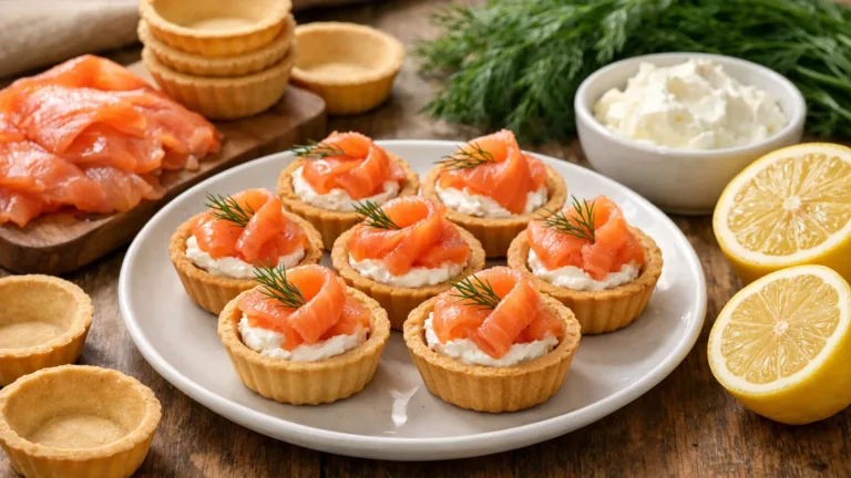 Фото блюда: Тарталетки с лососем слабосоленым и сливочным сыром с нежной начинкой