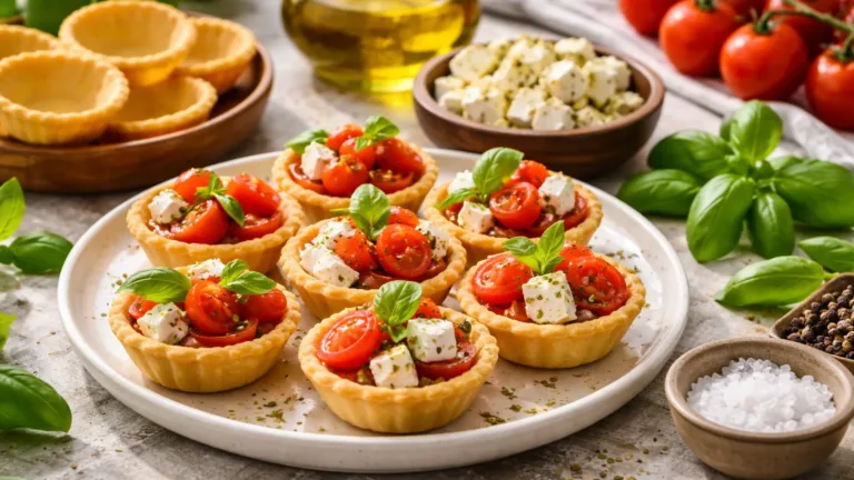 Фото блюда: Тарталетки с сыром фета и томатами с легкой средиземноморской начинкой