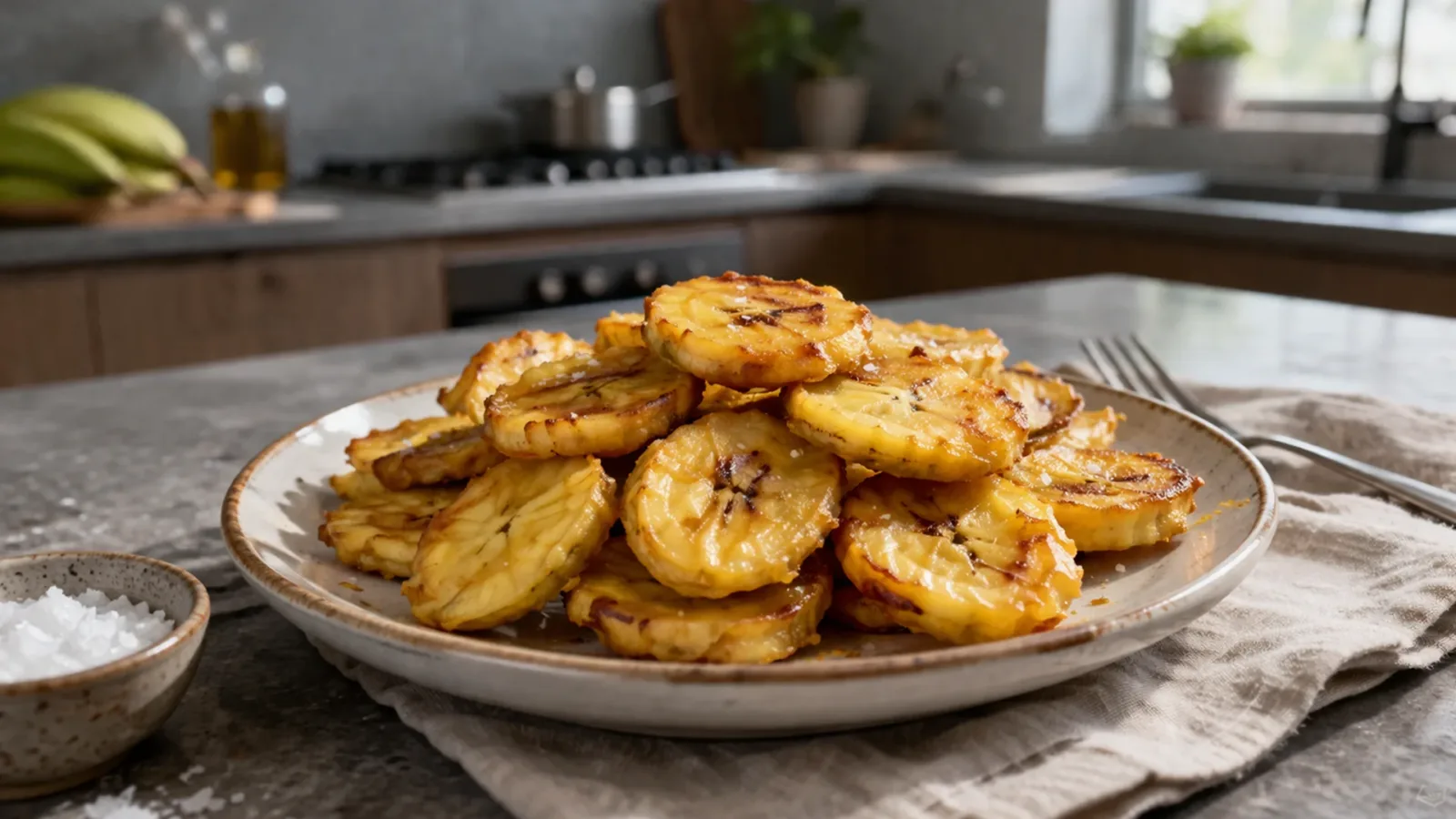 Фото блюда: Тостонес жареные ломтики бананов, рецепт с фото