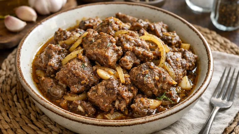 Фото блюда: Козлятина тушеная с луком и ароматными специями