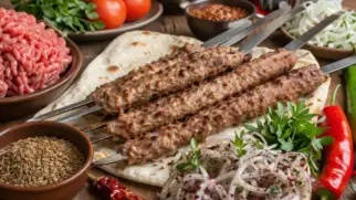 Фото рецепта: Урфа-кебаб из говядины с зирой сочный и ароматный