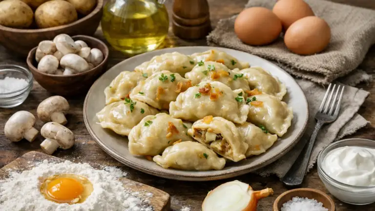 Фото блюда: Вареники с картофелем и грибами шампиньонами с нежной начинкой