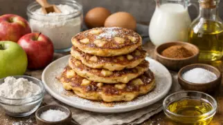 Фото рецепта: Яблочные оладьи с корицей пышные для полдника