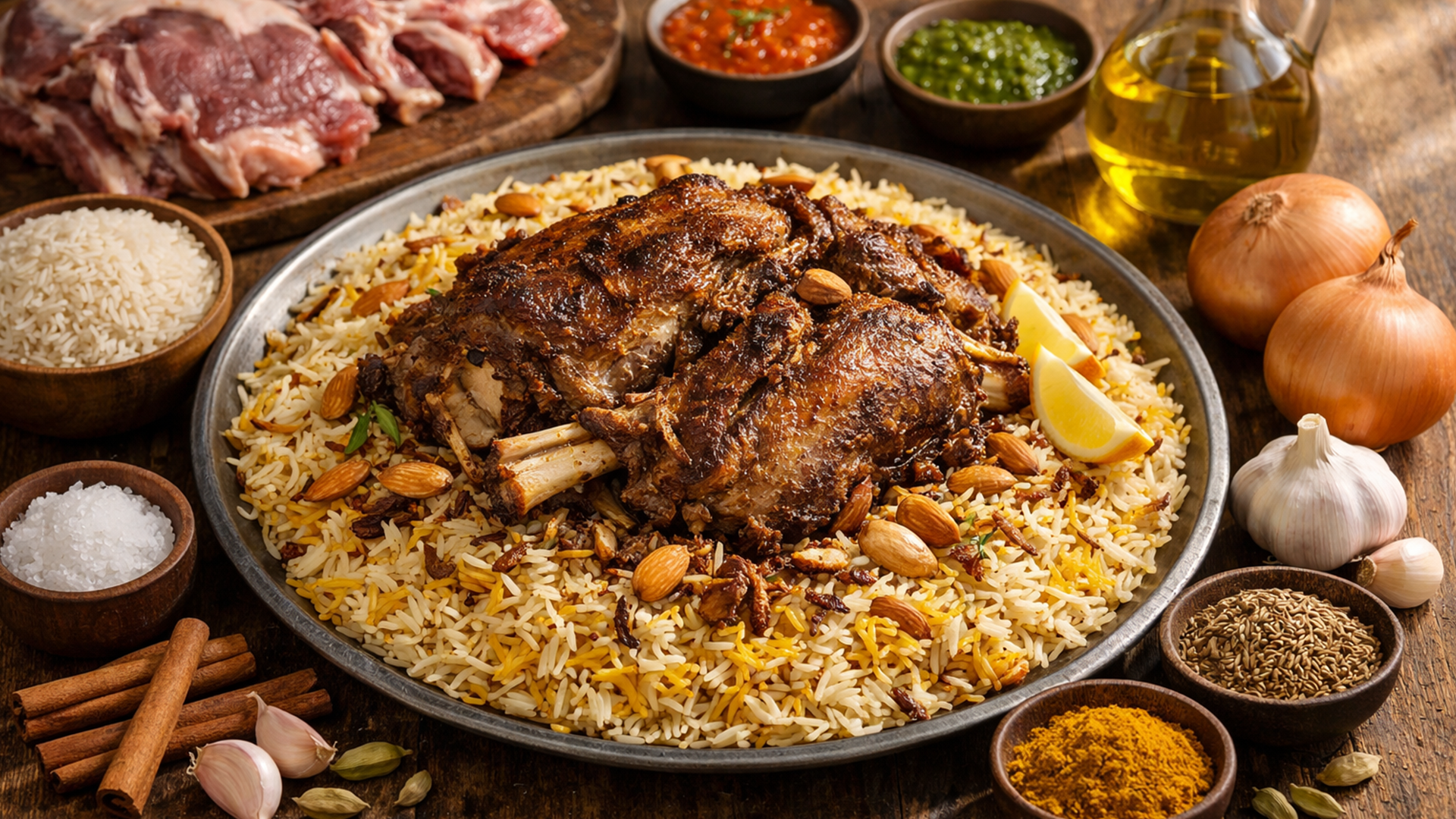 Фото блюда: Манди рис с запеченной бараниной и ароматными специями в духовке