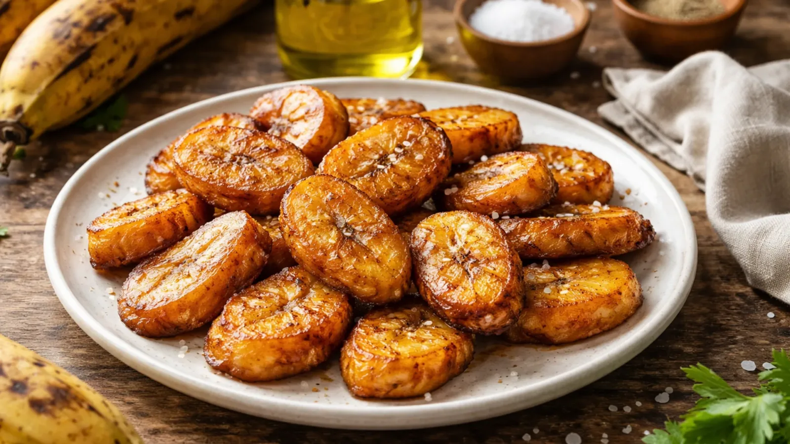 Фото блюда: Макембе жареные бананы плантайн с хрустящей корочкой, рецепт с фото