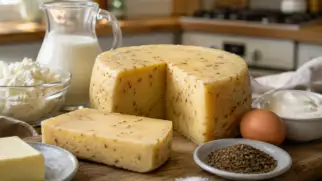 Фото рецепта: Домашний латвийский сыр с тмином и сливочным вкусом по традиционному рецепту