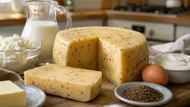Фото рецепта: Домашний латвийский сыр с тмином и сливочным вкусом по традиционному рецепту
