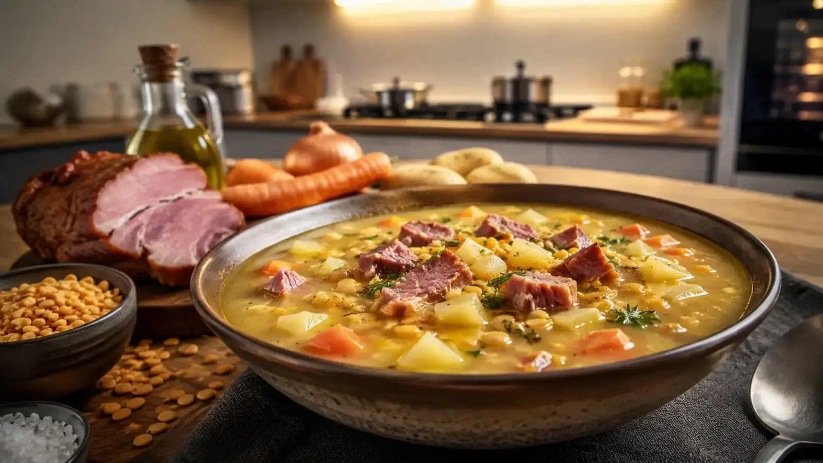 Фото блюда: Гороховый суп с копченым мясом густой финский, рецепт с фото