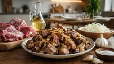 Фото рецепта: Куурдак жареное мясо с луком ароматный по туркменски