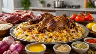 Фото рецепта: Манди рис с запеченной бараниной и пряностями