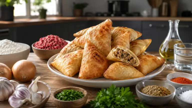 Фото блюда: Самбуса пирожки с мясной начинкой и зеленью