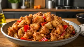 Фото рецепта: Тайваньская курица попкорн с перцем хрустящая и сочная