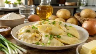 Фото рецепта: Вареники с картофелем и зеленым луком домашние