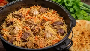 Фото блюда: Плов с говядиной и морковью таджикская кухня домашний