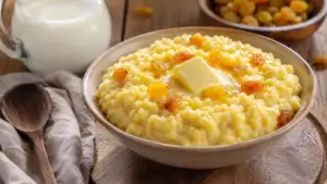 Фото блюда: Пшённая каша с изюмом и маслом сливочным домашняя