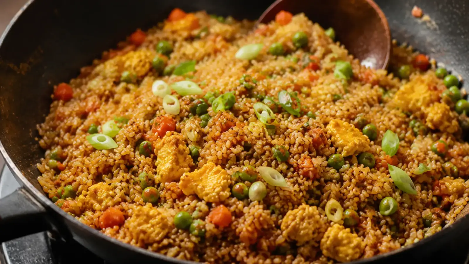 Фото блюда: Жареный рис с яйцом и овощами тайваньская кухня, рецепт с фото