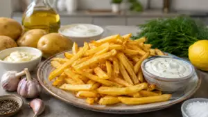 Фото блюда: Картошка фри с чесночным соусом и хрустящей корочкой