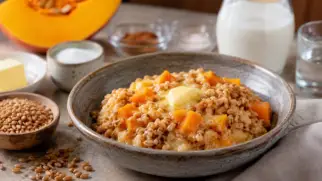 Фото рецепта: Полбяная каша с тыквой и нежным сливочным вкусом