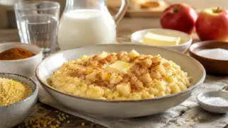 Фото рецепта: Пшённая каша с яблоками и нежным сливочным вкусом