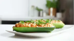Фото блюда: Цукини фаршированные рисом и томатами