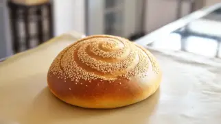 Фото рецепта: Лепёшка узбекская с кунжутом из пшеничной муки